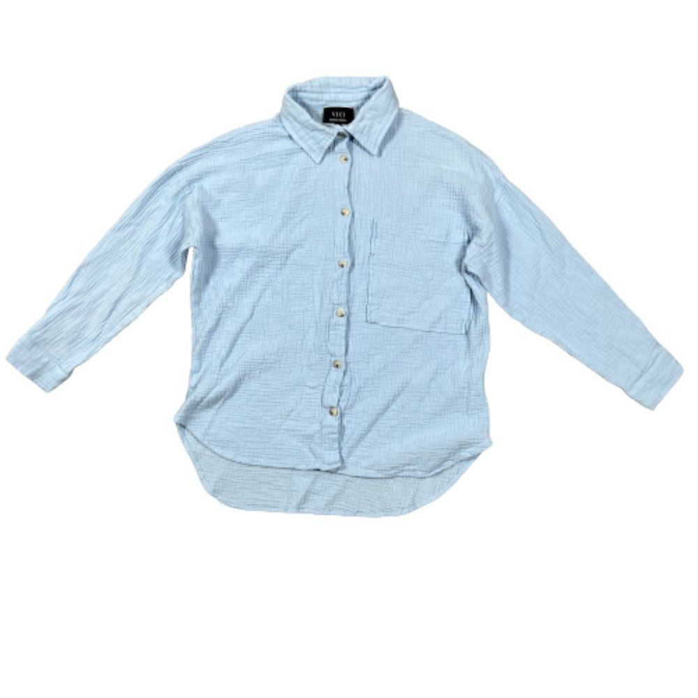 VICI Relaxed Button Up Shirt Powder Blue Sz XS